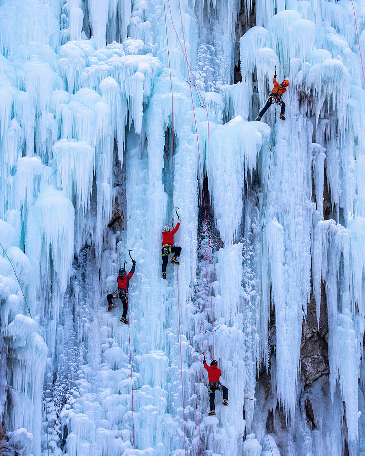 Action Photograph - Ice Cliff Climbing #1 by Ryu Shin Woo