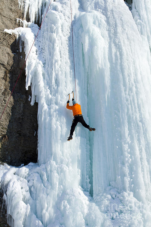 Ice Climbing The Waterfall Photograph by Vitalii Nesterchuk - Pixels