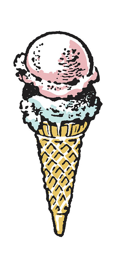 Ice Cream Drawing - Ice Cream Cone with Two Scoops #1 by CSA Images