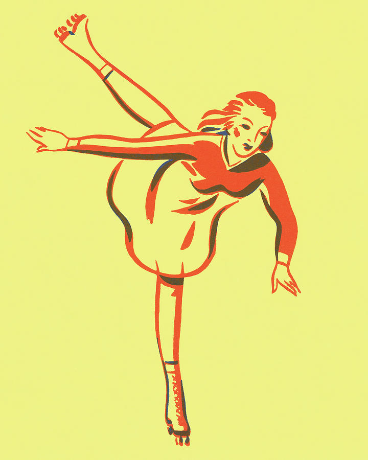 Sports Drawing - Ice Skater #1 by CSA Images