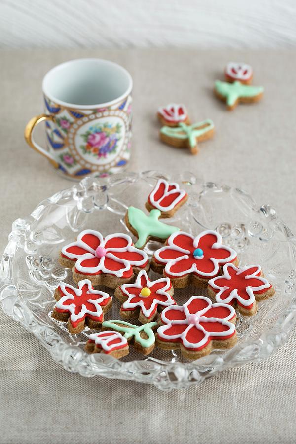 Iced, Flower-shaped Biscuits #1 Photograph by Mandy Reschke