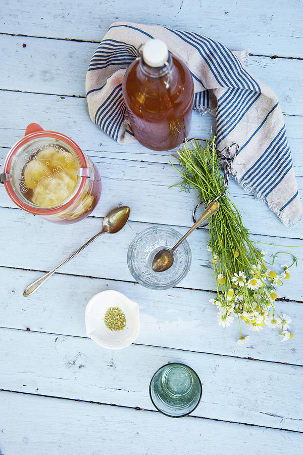 Iced Tea With Cucumber And Lemon On A Garden Table #1 Photograph by Rika Manabe Photography
