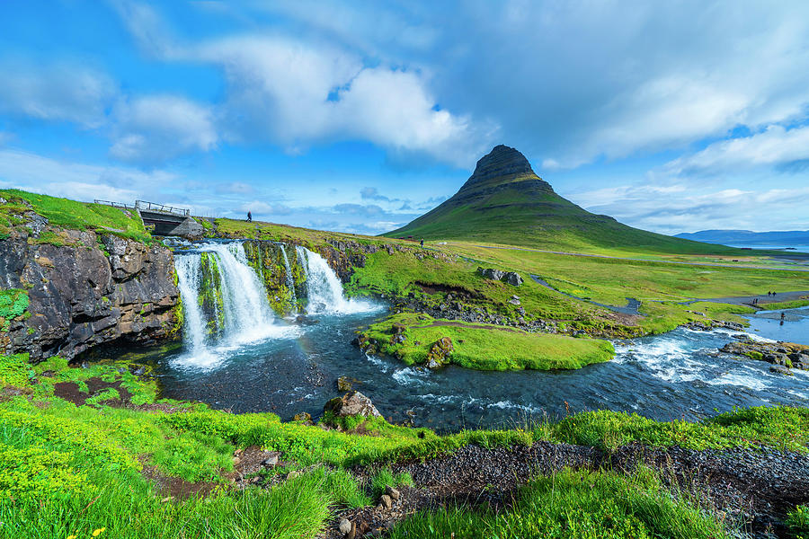 Iceland, West Iceland, Vesturland, Snaefellsnes, Kirkjufellsfoss 