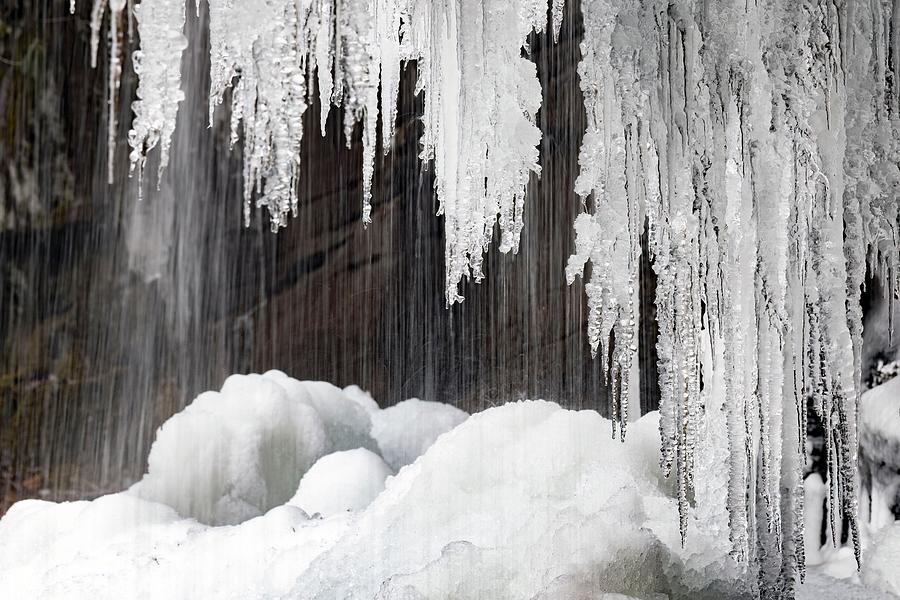 Winter Photograph - Icicles Hanging From Slick Rock Falls #1 by Bill Gozansky