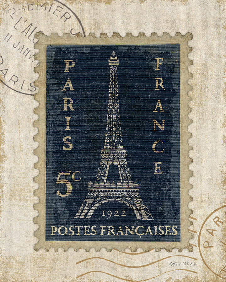 Paris Painting - Iconic Stamps I #1 by Marco Fabiano