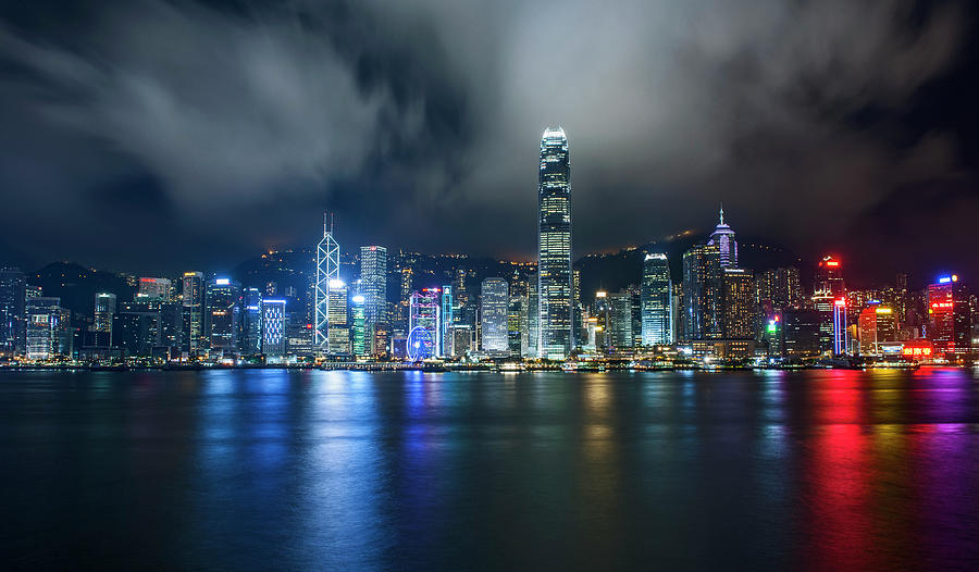 Iconic View Of Hong Kong From Victoria Harbour At Night Photograph By Cavan Images 6771