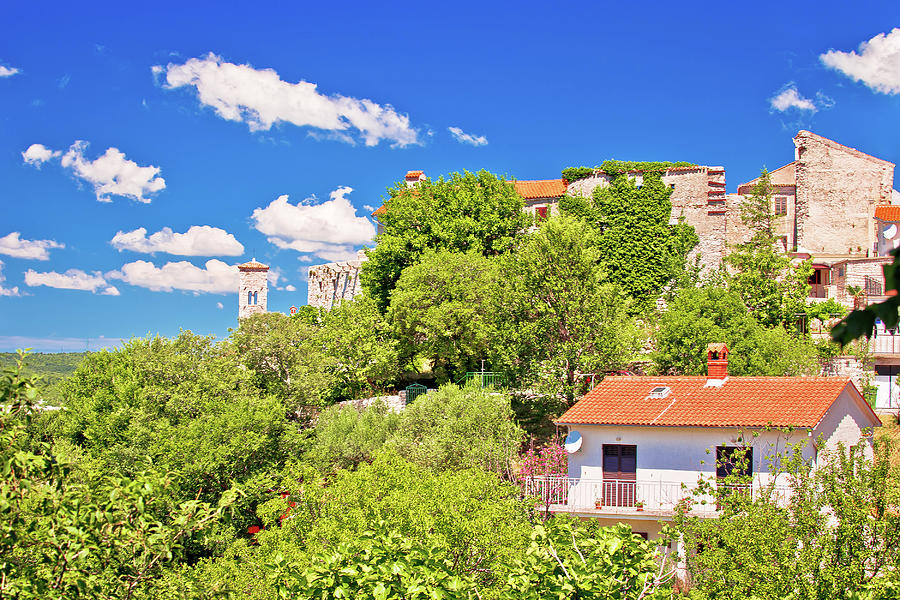 Idyllic istrian stone village of Plomin on green hill view #1 Photograph by Brch Photography