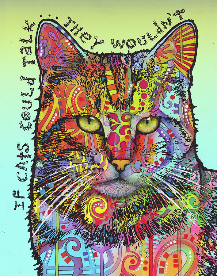Animal Mixed Media - If Cats Could Talk #1 by Dean Russo