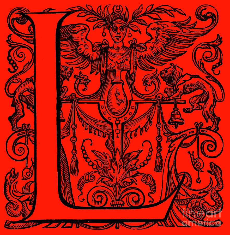 Illuminated letter L Drawing by English School Pixels