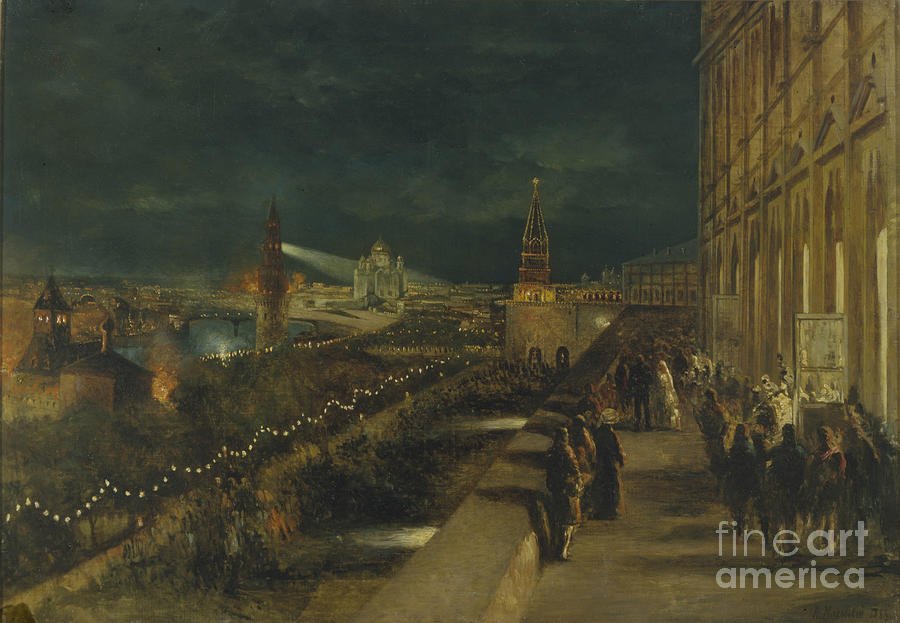 Illumination Of Moscow On The Occasion #1 Drawing by Heritage Images
