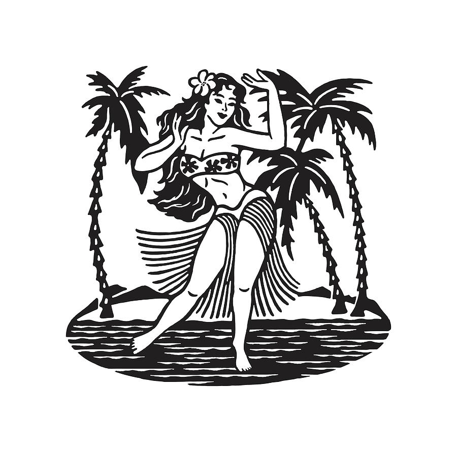 Illustration of dancing Hawaiian woman Drawing by CSA Images - Fine Art ...