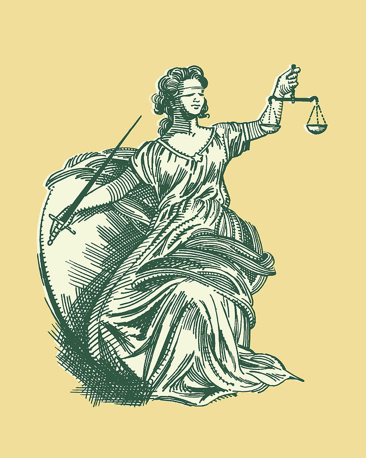 Vintage Drawing - Illustration of lady justice #1 by CSA Images