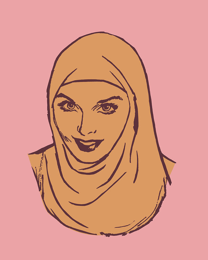 Vintage Drawing - Illustration of Muslim woman in hijab #1 by CSA Images