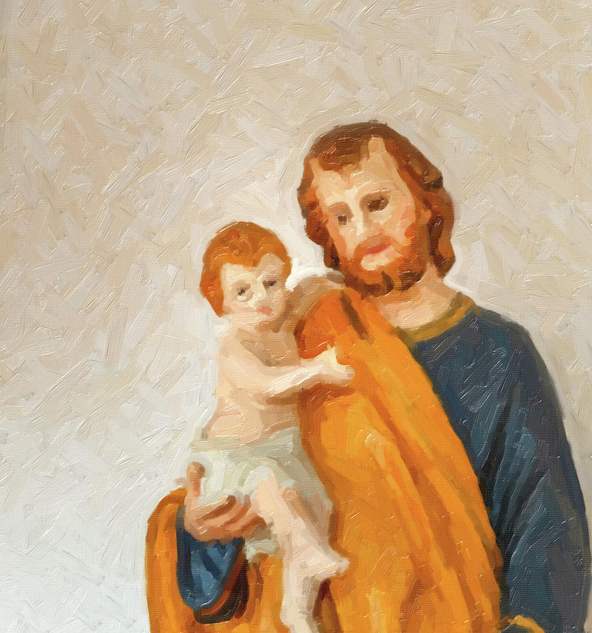 Illustration of Saint Joseph and Baby Jesus #1 Photograph by Vivida Photo PC
