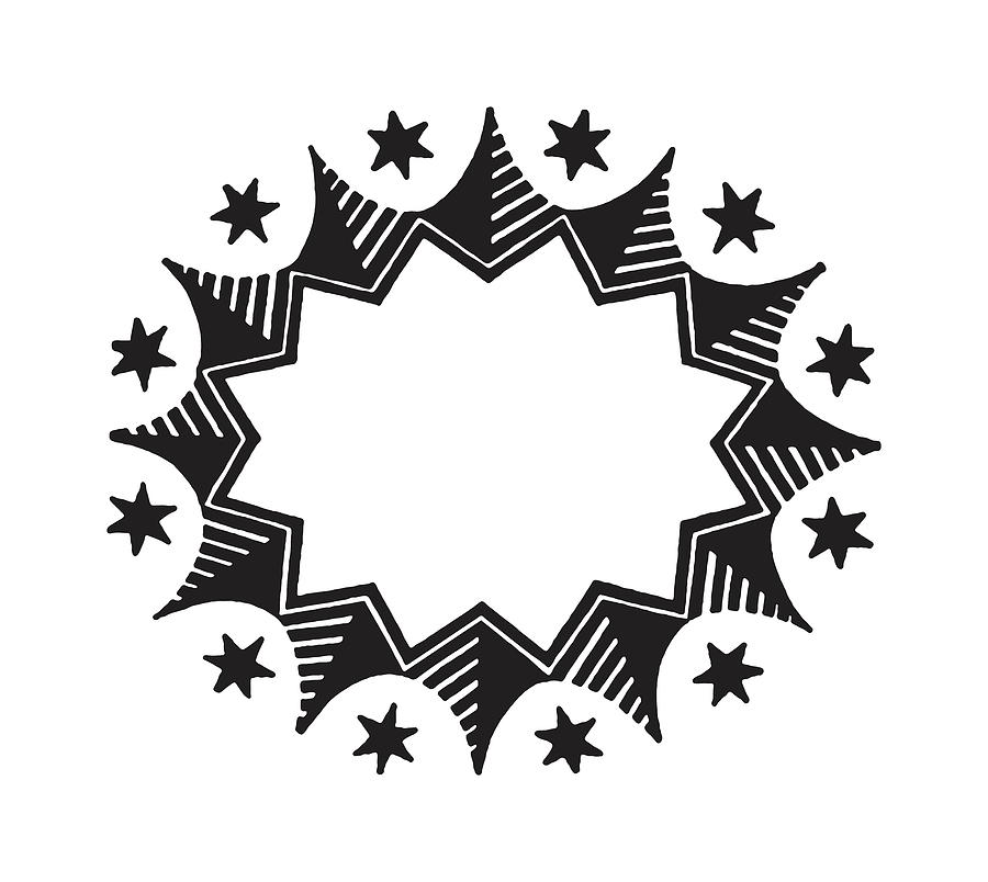 Black And White Drawing - Illustration of star-shaped frame #1 by CSA Images