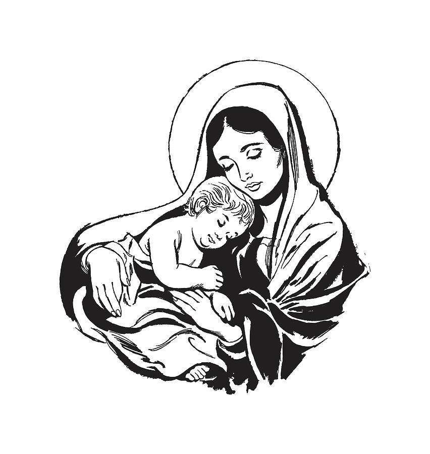 Pieta Mother Mary Drawing by Ruchi Pahuja - Fine Art America