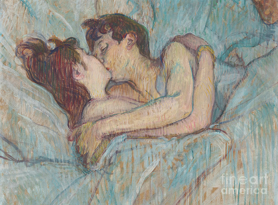 In Bed The Kiss, 1892 Painting by Henri de Toulouse-Lautrec