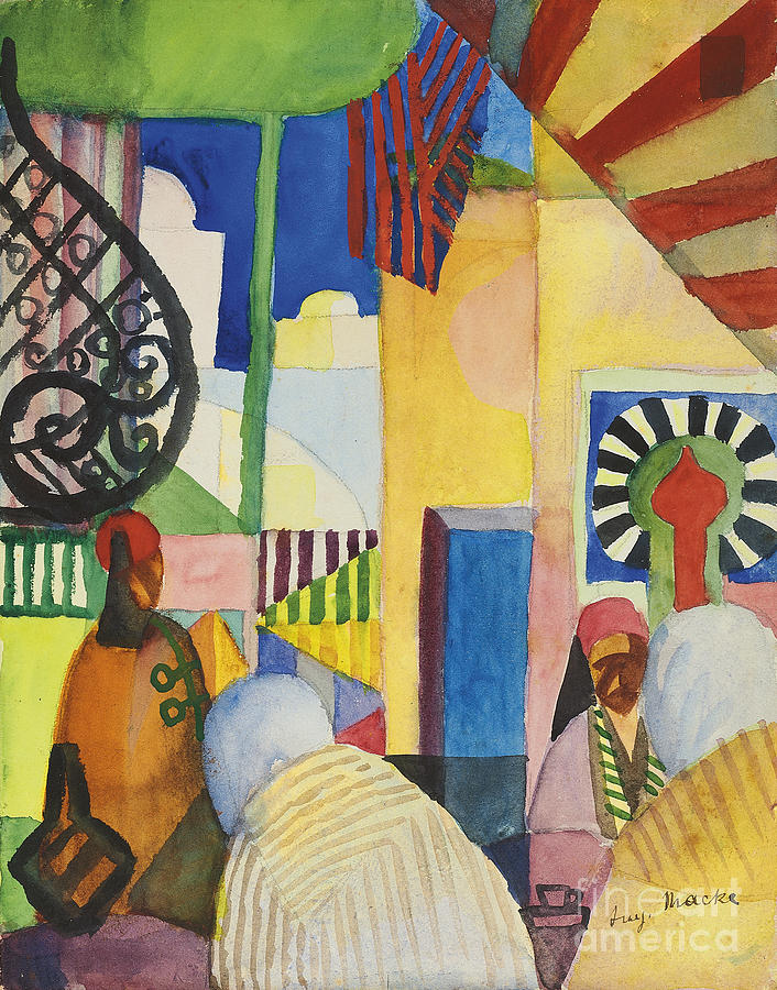 In The Bazaar, 1914 Painting by August Macke