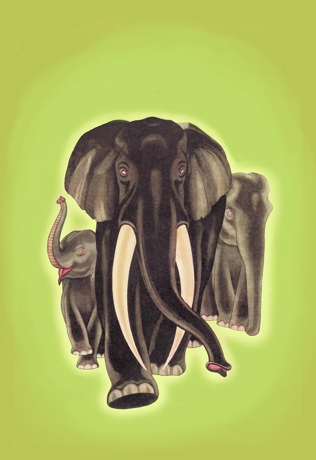 Indian Elephants #1 Painting by Robert Harrer