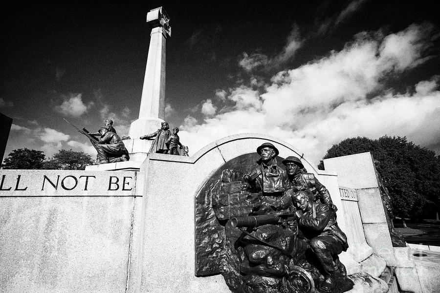 Architecture Photograph - infantry machine gunner group bronze relief plaque on the war memorial in the centre of Port Sunligh #1 by Joe Fox