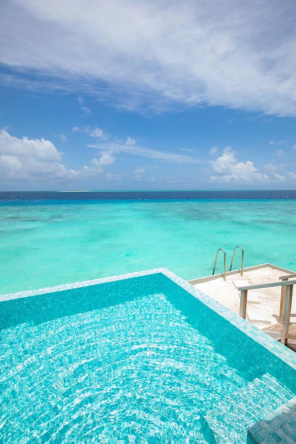 Nature Photograph - Infinity Swimming Pool With Sea #1 by Levente Bodo