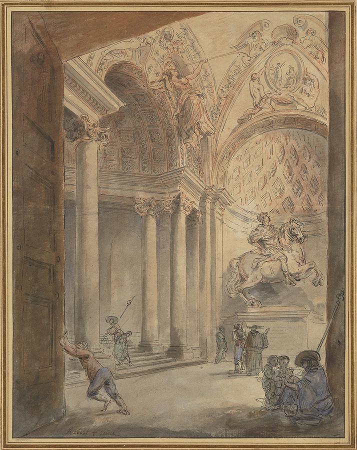 Architecture Drawing - Interior Of Saint Peters by Hubert Robert
