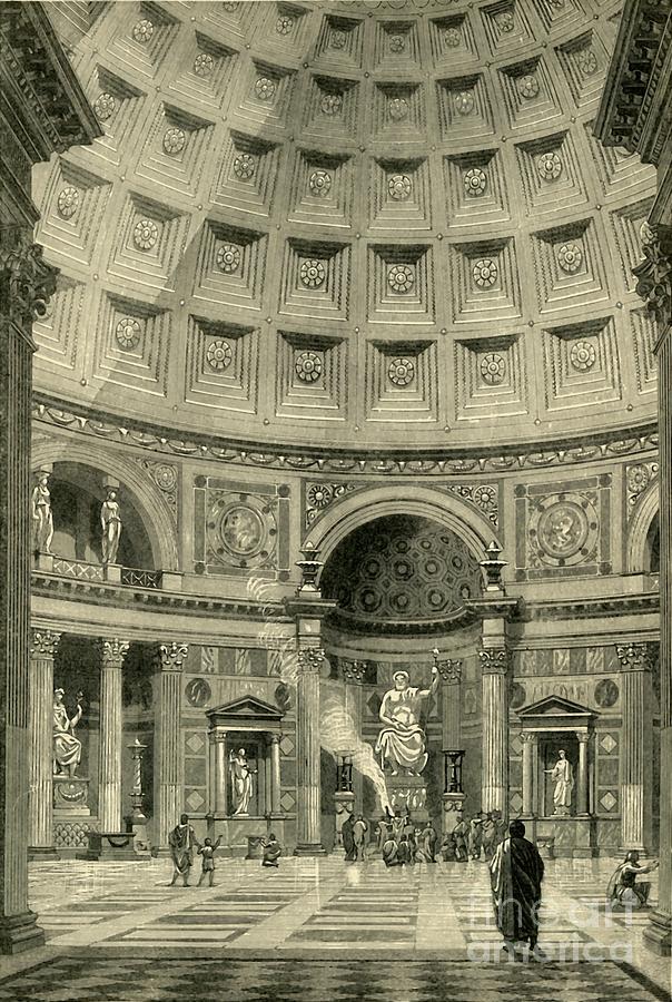 Interior Of The Pantheon At Rome #1 Drawing by Print Collector