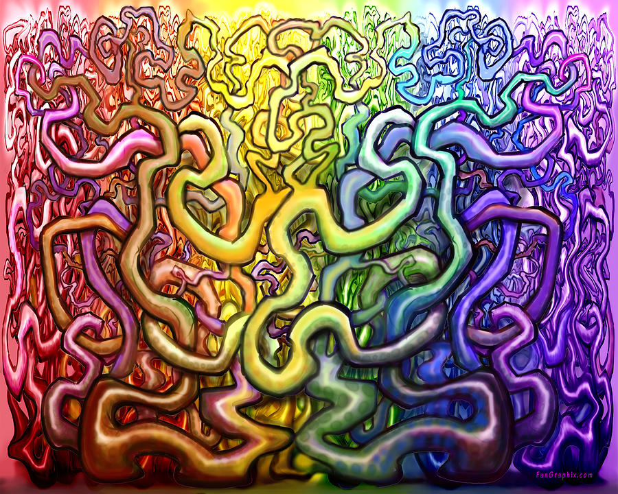 Interwoven Twisted Rainbow Vines #1 Digital Art by Kevin Middleton