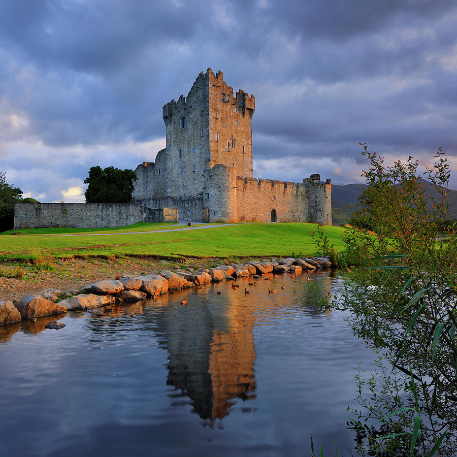 Ireland, Kerry, Killarney, Ring Of Kerry, Late Afternoon View Of The 15th Century Ross Castle Along The Shores Of Lough (lake) Leane, One Of The Highlights Of The Lakes Of Killarney National Park #1 Digital Art by Riccardo Spila