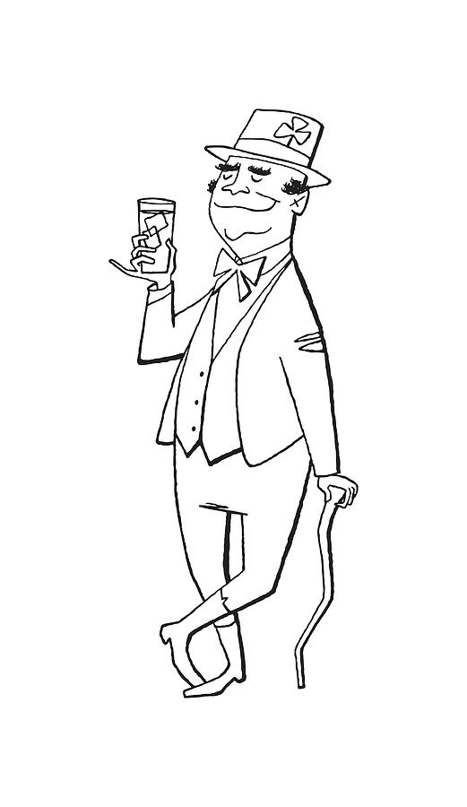 Irishman Drinking Drawing By Csa Images - Fine Art America