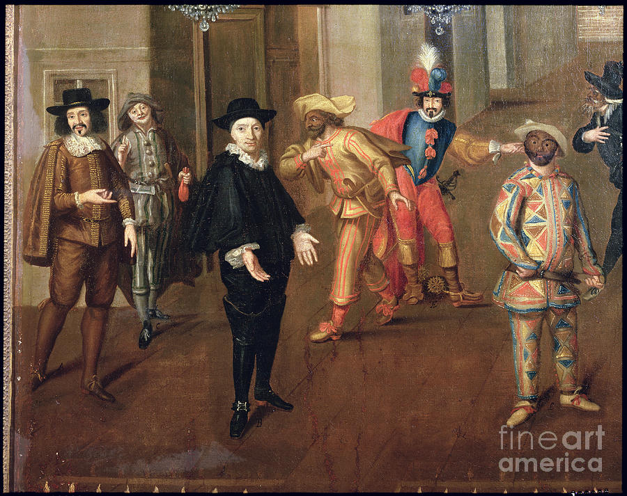 Actor Painting - Italian And French Comedians Playing In Farces, 1670 by Verio