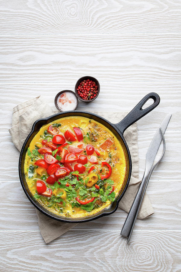 Italian Healthy Frittata With Spinach, Bell Pepper And Tomatoes #1 Photograph by Olena Yeromenko