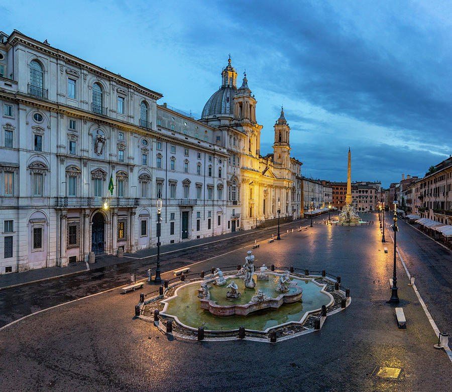 Fountain Digital Art - Italy, Latium, Roma District, Rome, Piazza Navona, Fountain Of Neptune #1 by Guido Cozzi