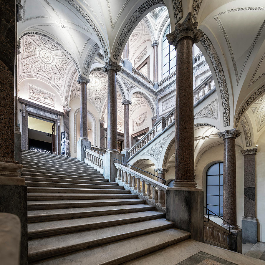 Italy, Latium, Roma District, Seven Hills Of Rome, Rome, Palazzo Braschi, Interior With Its Famous Staircase #1 Digital Art by Luigi Vaccarella