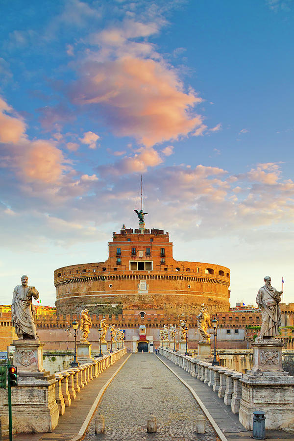 Italy, Latium, Tiber, Tevere, Tiber, Roma District, Rome, Mausoleum Of Hadrian #1 Digital Art by Pietro Canali