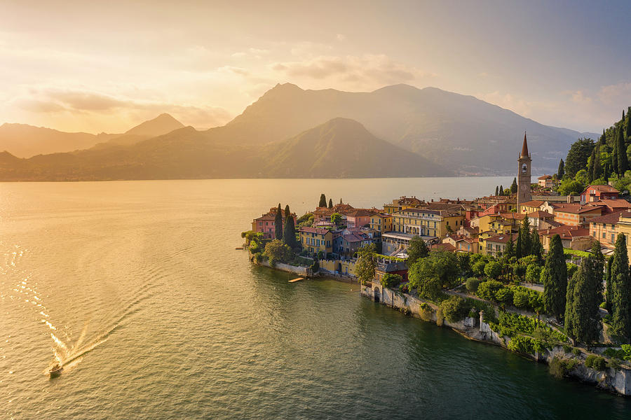 Italy, Lombardy, Lecco District, Como Lake, Varenna, The Village Of Varenna On Lake Como #1 Digital Art by Massimo Ripani