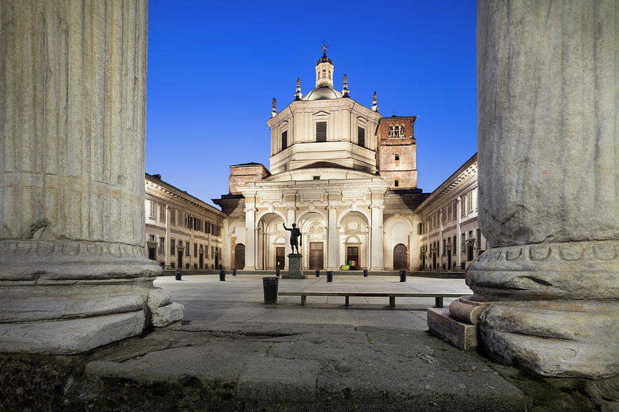 Italy, Lombardy, Milano District, Milan, Columns And Basilica Of San Lorenzo #1 Digital Art by Massimo Ripani