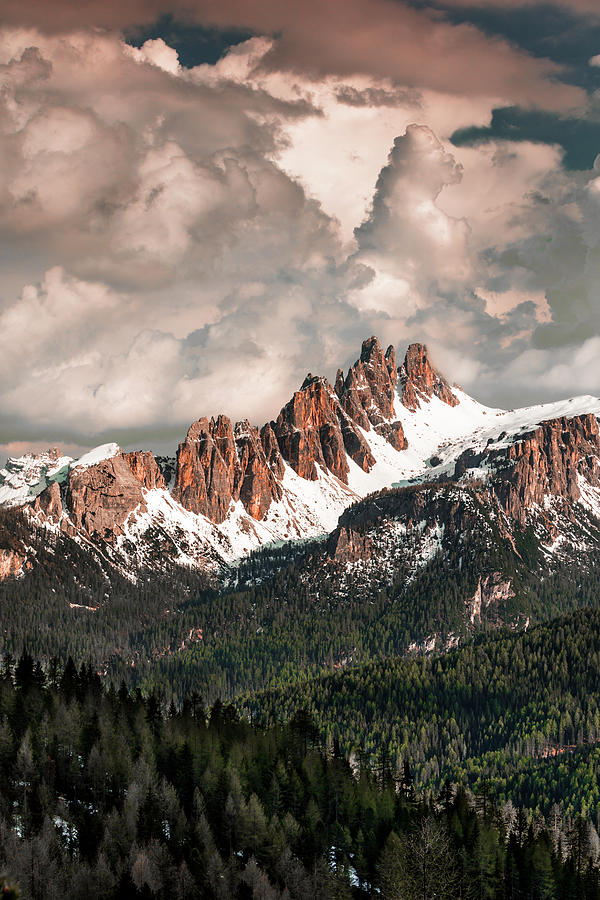 Italy, Veneto, Belluno District, Alps, Dolomites, Cadore, Cortina Dampezzo, Croda Da Lago #1 Digital Art by Olimpio Fantuz