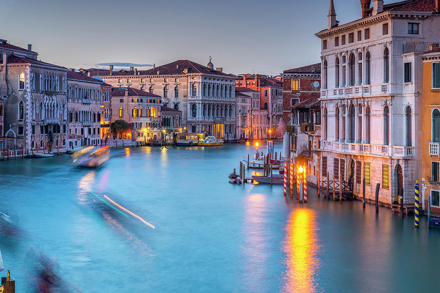 Italy, Veneto, Venezia District, Venice, Grand Canal, City At Sunset #1 Digital Art by Stefano Coltelli