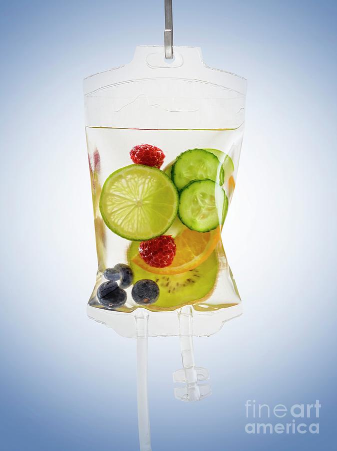 Iv Bag With Fruits #1 Photograph by Science Photo Library