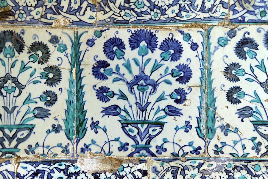 Iznik lapis  tiles with flower pattern  #1 Photograph by Steve Estvanik