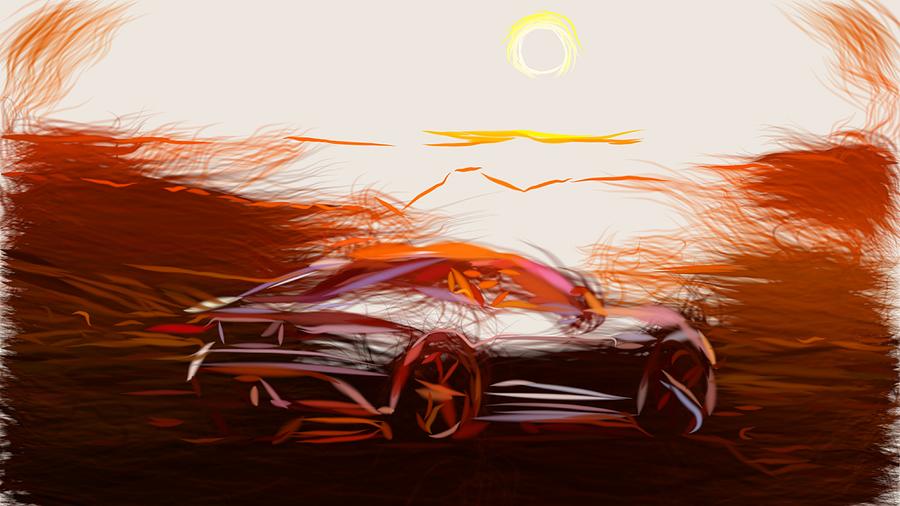 Jaguar F Type Chequered Flag Edition Drawing #2 Digital Art by CarsToon Concept