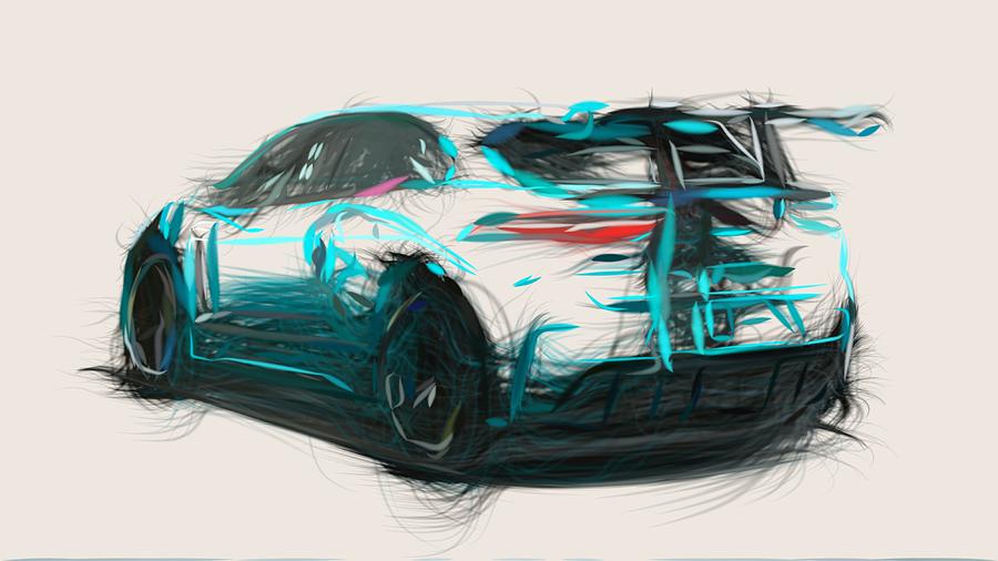 Jaguar I Pace eTrophy Racecar Drawing #2 Digital Art by CarsToon Concept