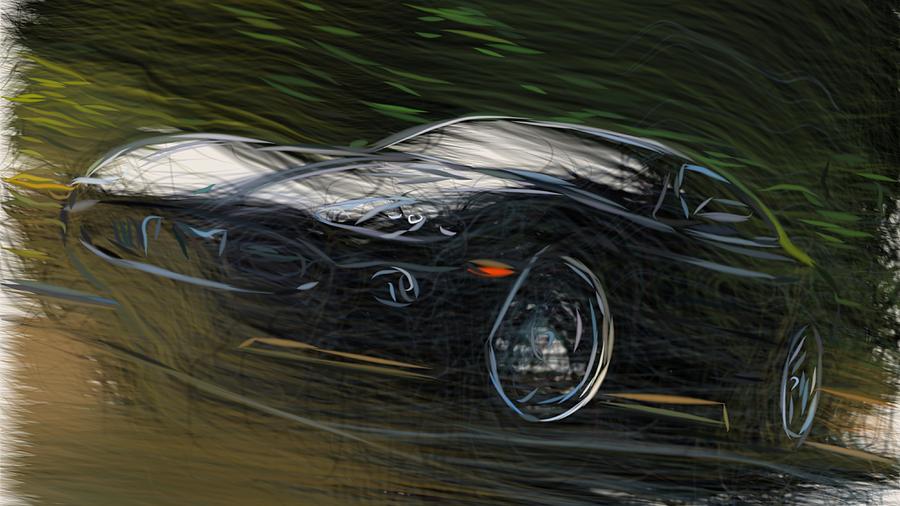 Jaguar XKR Coupe Draw #1 Digital Art by CarsToon Concept