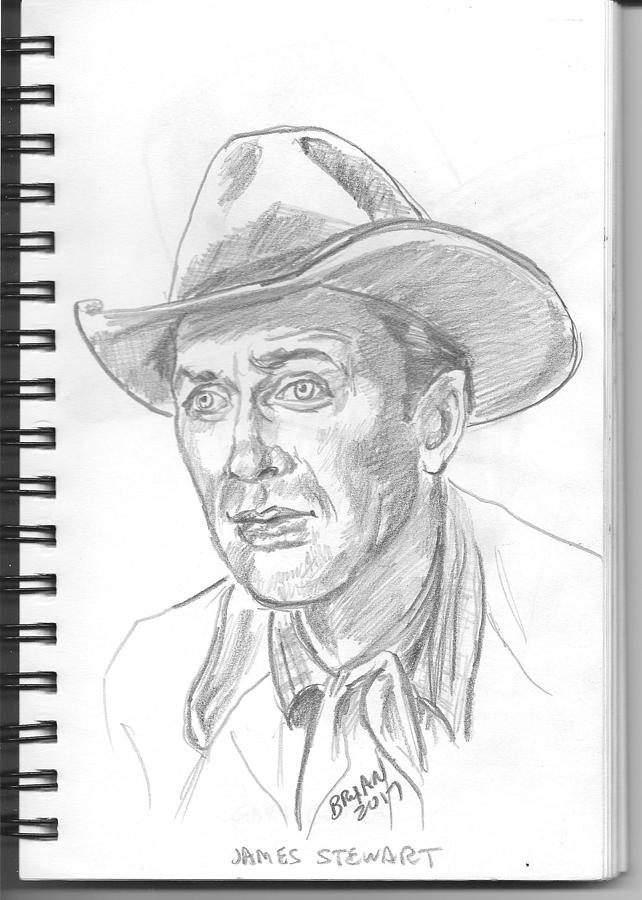James Stewart #1 Drawing by Bryan Bustard