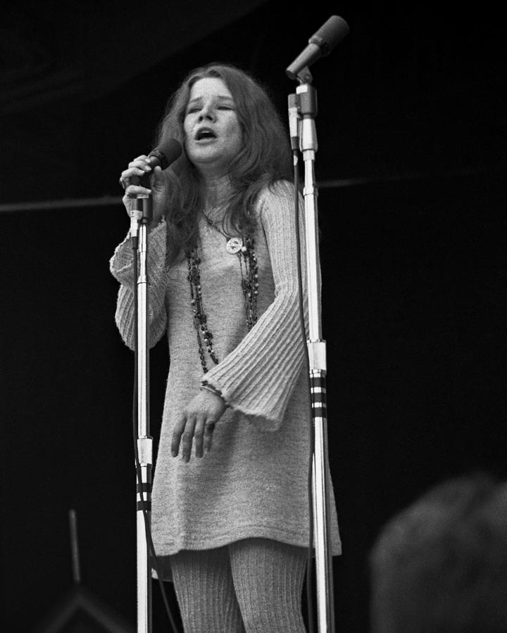 Janis Joplin Photograph - Janis Joplin Smiling And Looking Up While Singing #1 by Globe Photos