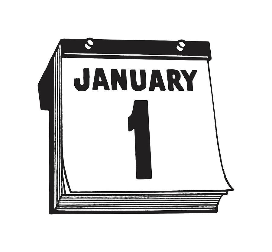 January 1st Calendar Drawing by CSA Images Fine Art America