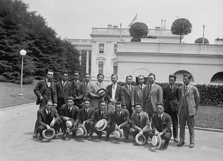 Japanese Baseball Team At Whitehouse Vintage 1925 Photograph by Photo