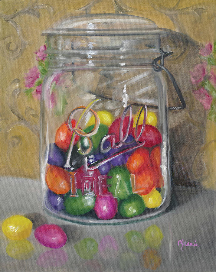 Still Life Painting - Jar Of Jellybeans #1 by Marnie Bourque