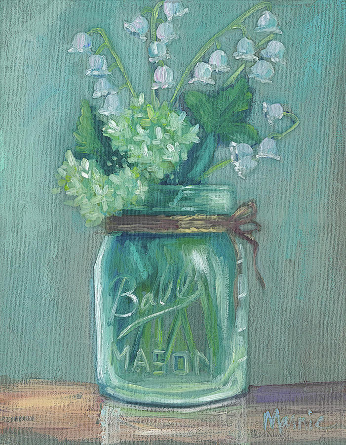 Still Life Painting - Jar Of Lilies Of The Valley #1 by Marnie Bourque
